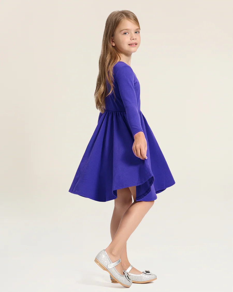 Girls Long Sleeve A-Line Twirly Dress - Image 4