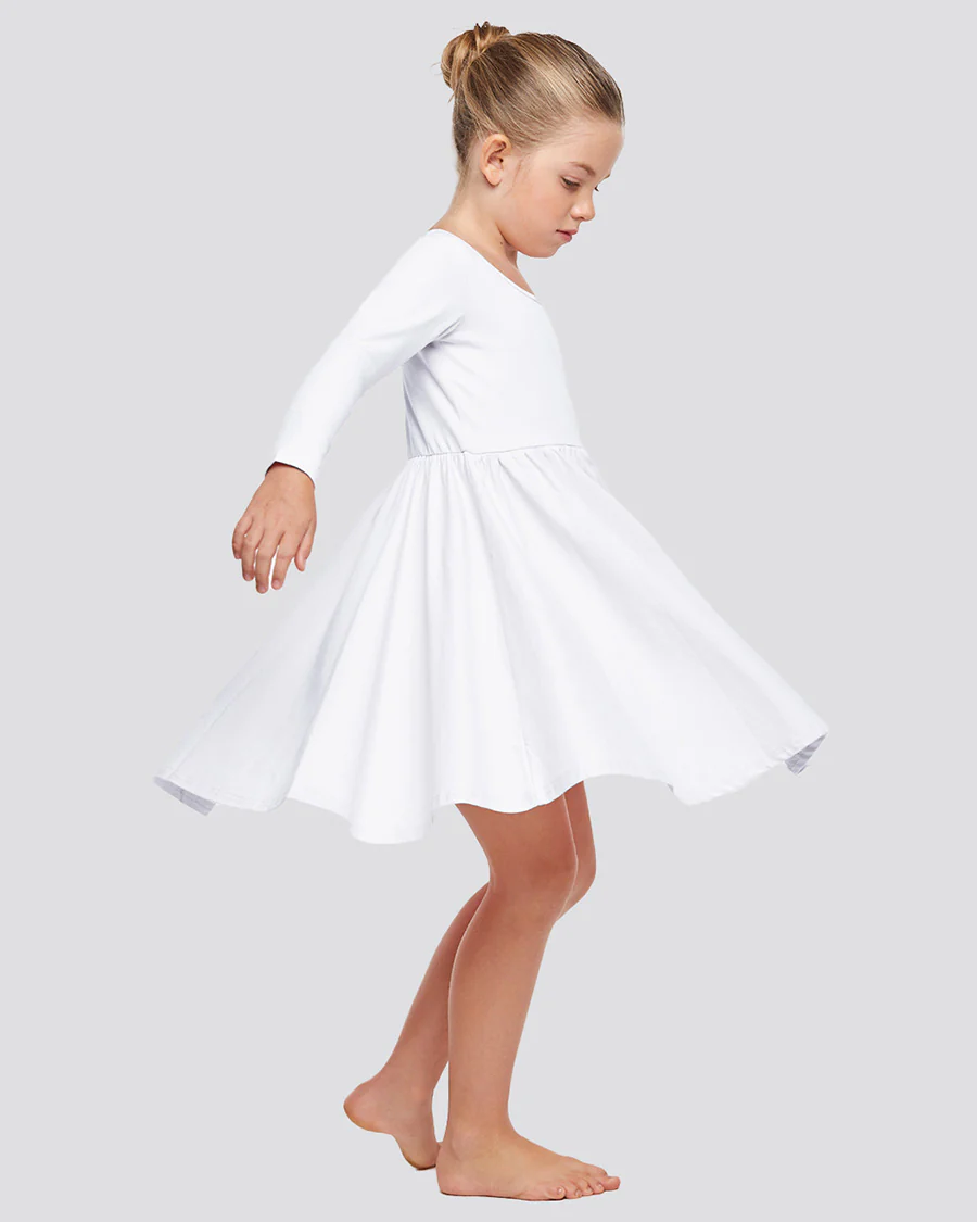 Girls Long Sleeve A-Line Twirly Dress - Image 2