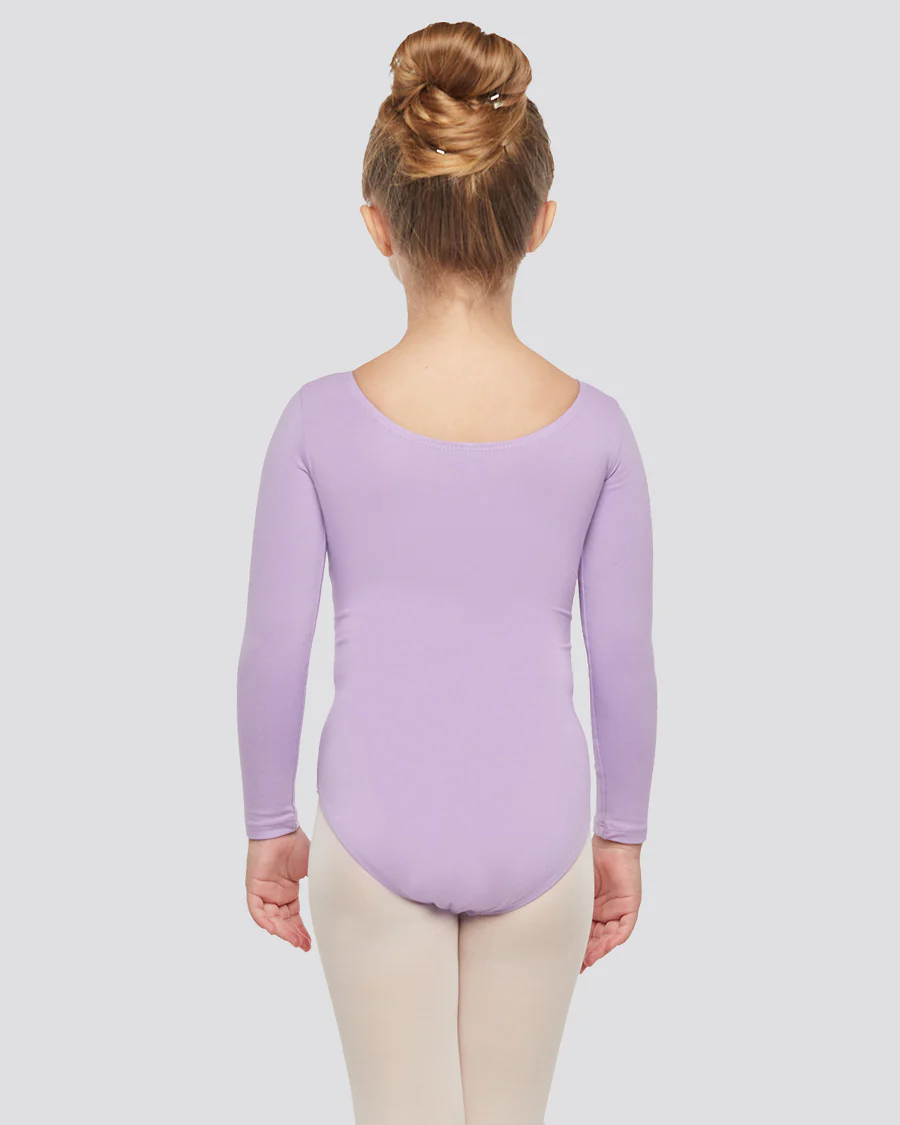 Girls Long Sleeve Cotton Ballet Leotard - Image 3