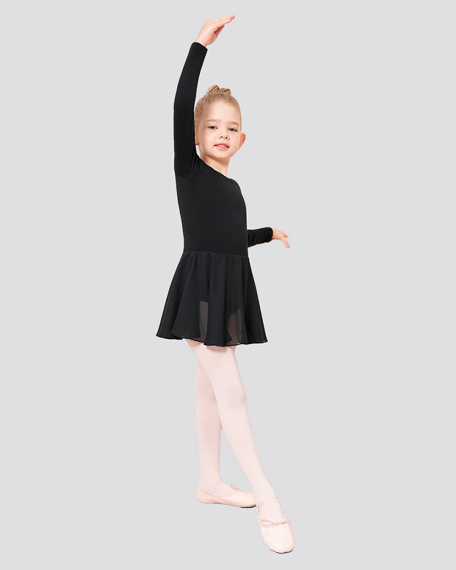 Girls Long Sleeve Ballet Leotard with Sheer Skirt - Image 3