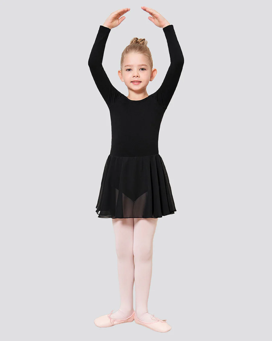 Girls Long Sleeve Ballet Leotard with Sheer Skirt - Image 4