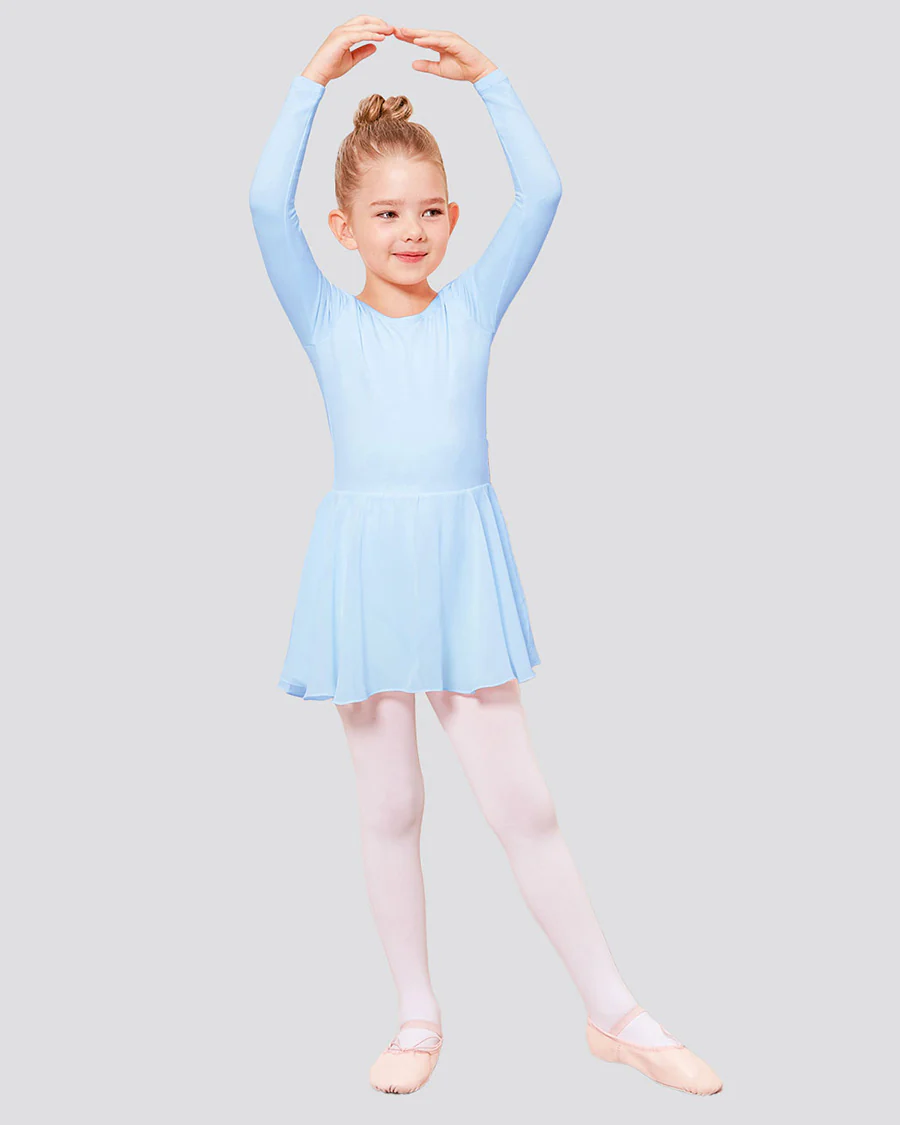 Girls Long Sleeve Ballet Leotard with Sheer Skirt - Image 3