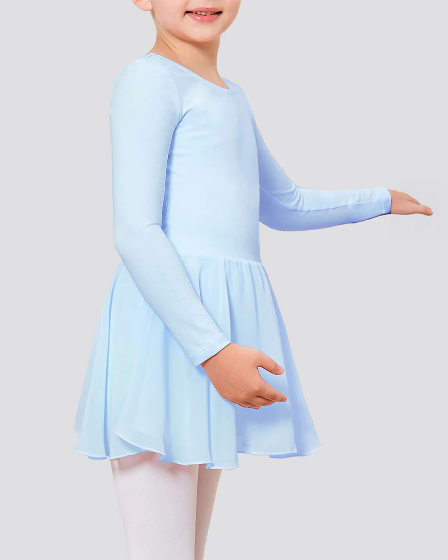 Girls Long Sleeve Ballet Leotard with Sheer Skirt - Image 4