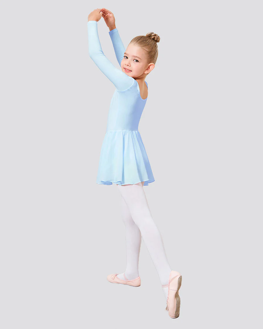 Girls Long Sleeve Ballet Leotard with Sheer Skirt - Image 5