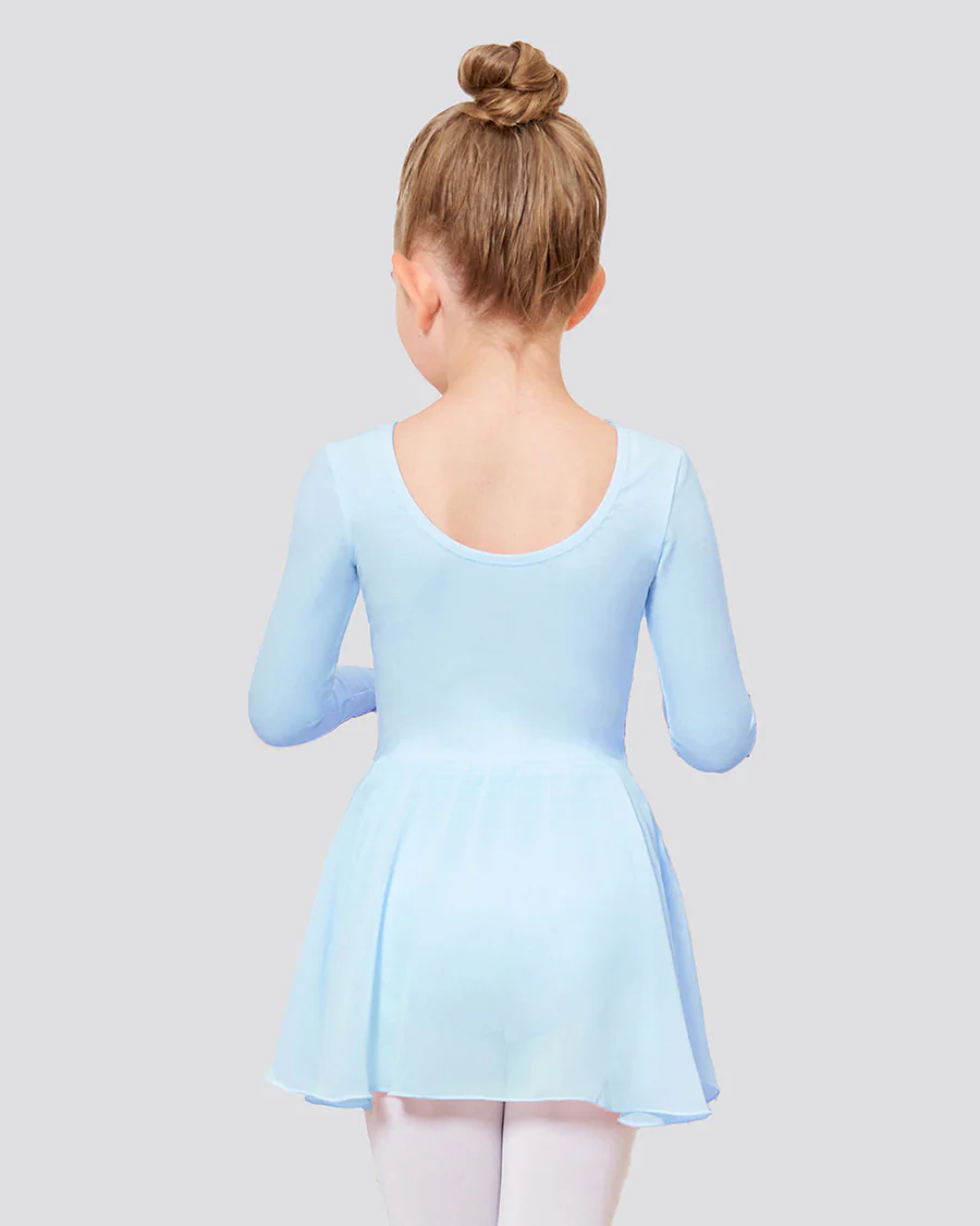 Girls Long Sleeve Ballet Leotard with Sheer Skirt - Image 6