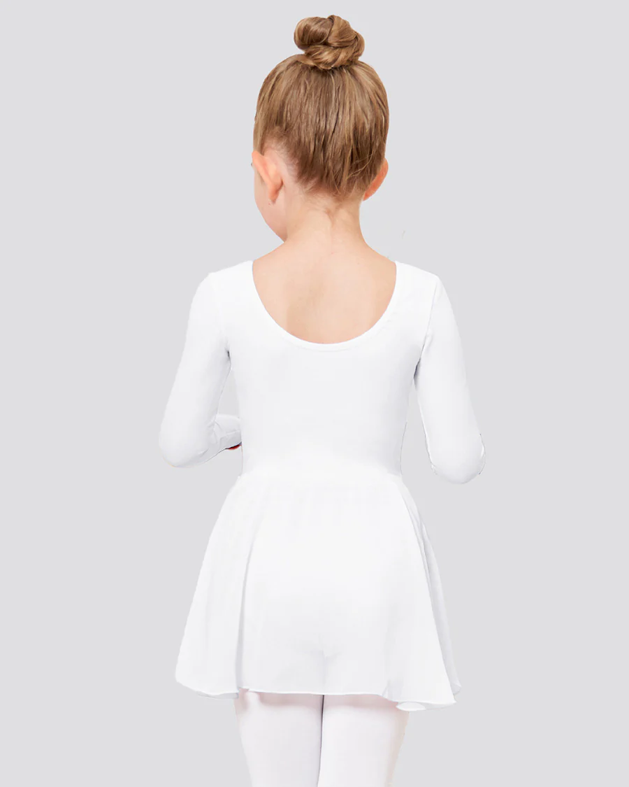 Girls Long Sleeve Ballet Leotard with Sheer Skirt - Image 3