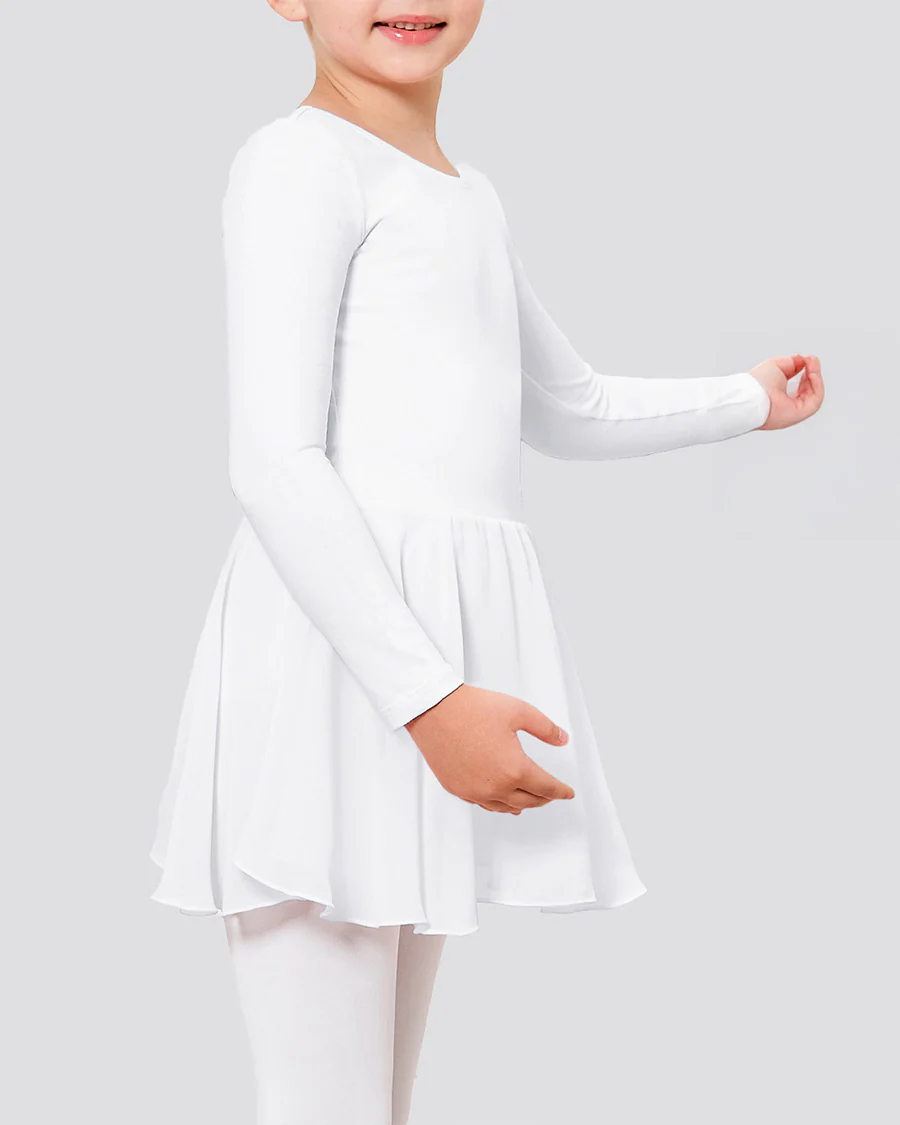 Girls Long Sleeve Ballet Leotard with Sheer Skirt - Image 4