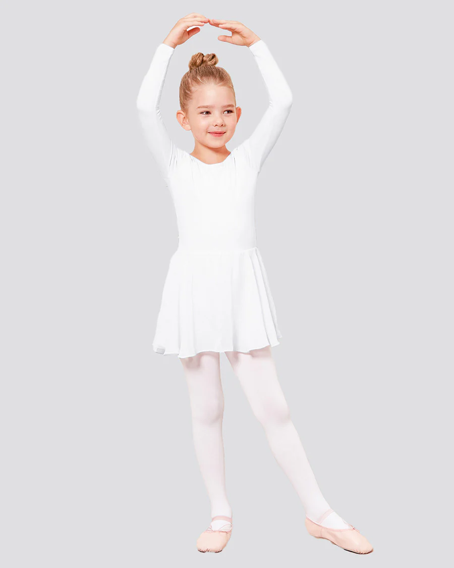 Girls Long Sleeve Ballet Leotard with Sheer Skirt - Image 5