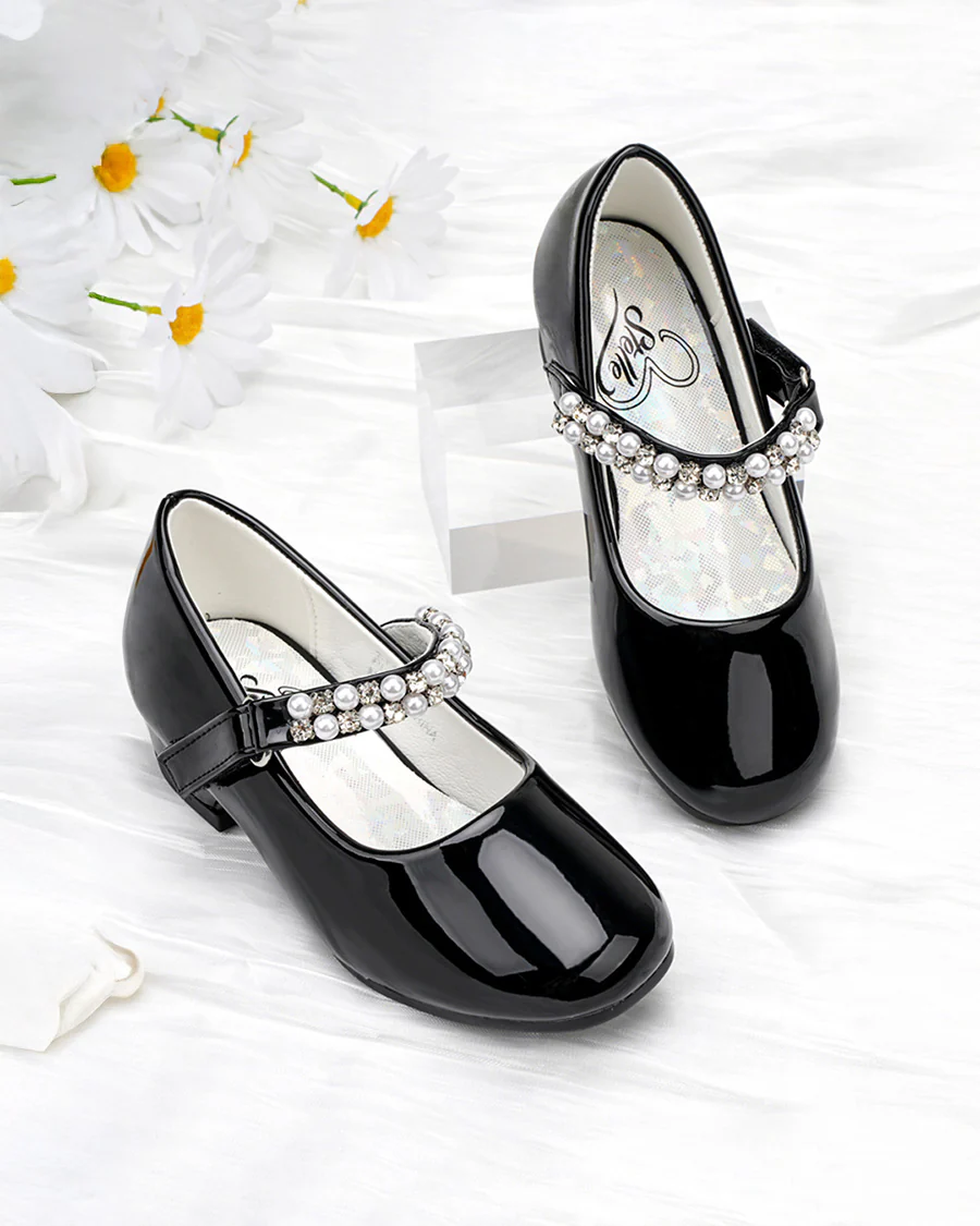 Girls Pearl and diamond strap Low Heel Mary Jane Dress Shoe - Image 2