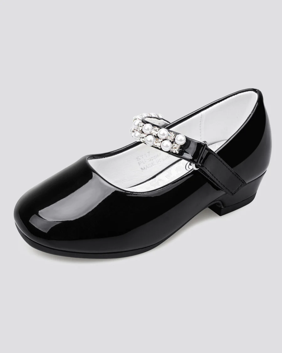 Girls Pearl and diamond strap Low Heel Mary Jane Dress Shoe - Image 3