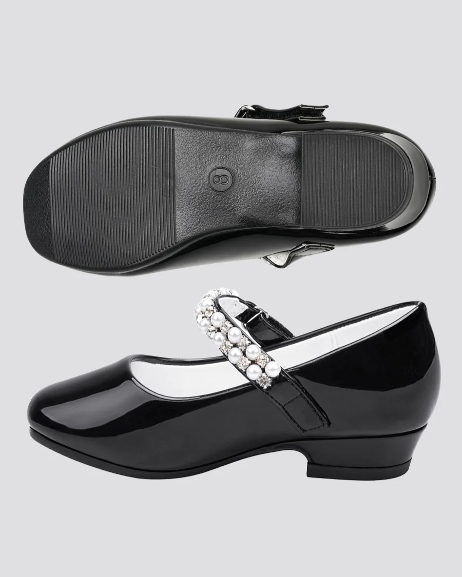 Girls Pearl and diamond strap Low Heel Mary Jane Dress Shoe - Image 4
