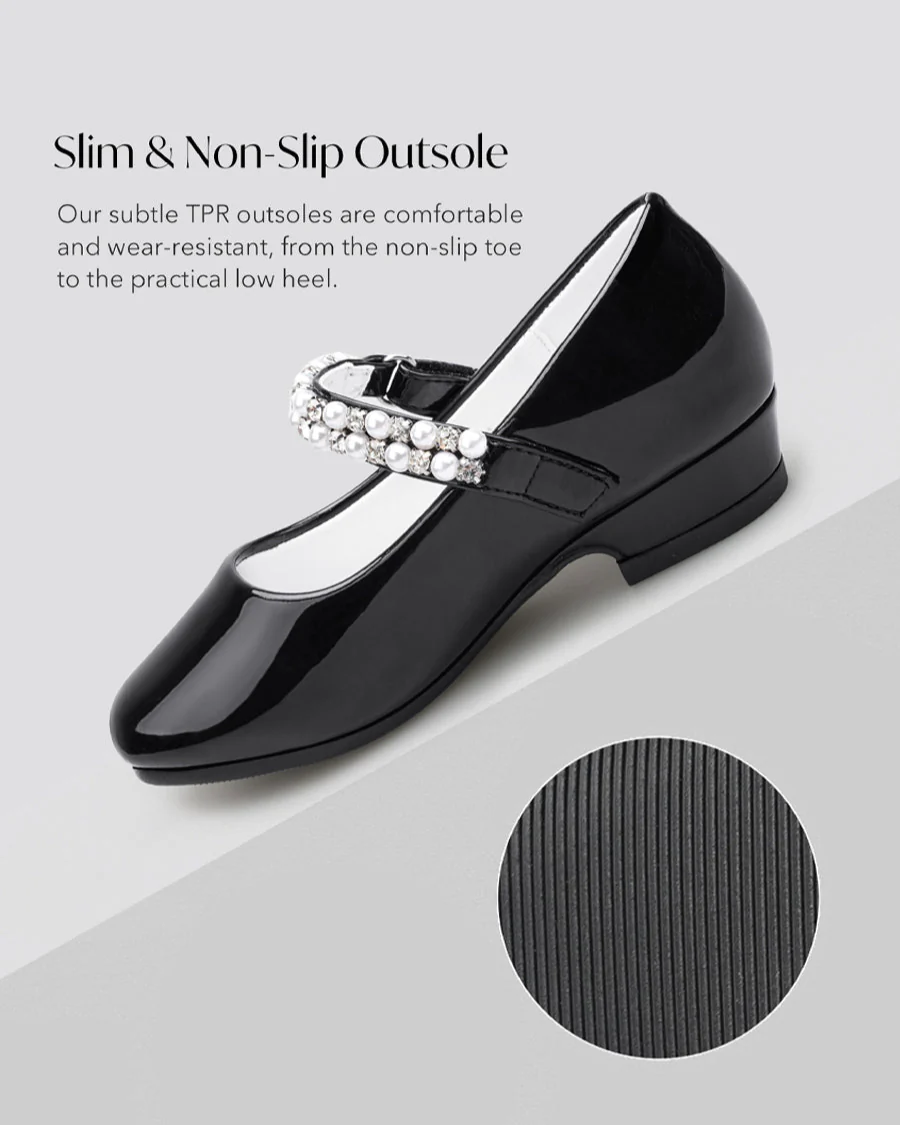 Girls Pearl and diamond strap Low Heel Mary Jane Dress Shoe - Image 5