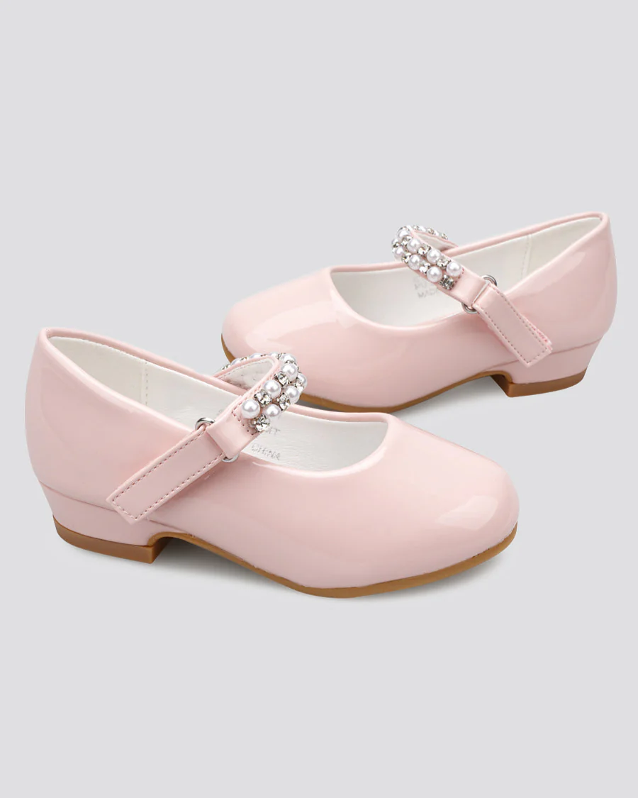 Girls Pearl and diamond strap Low Heel Mary Jane Dress Shoe - Image 3