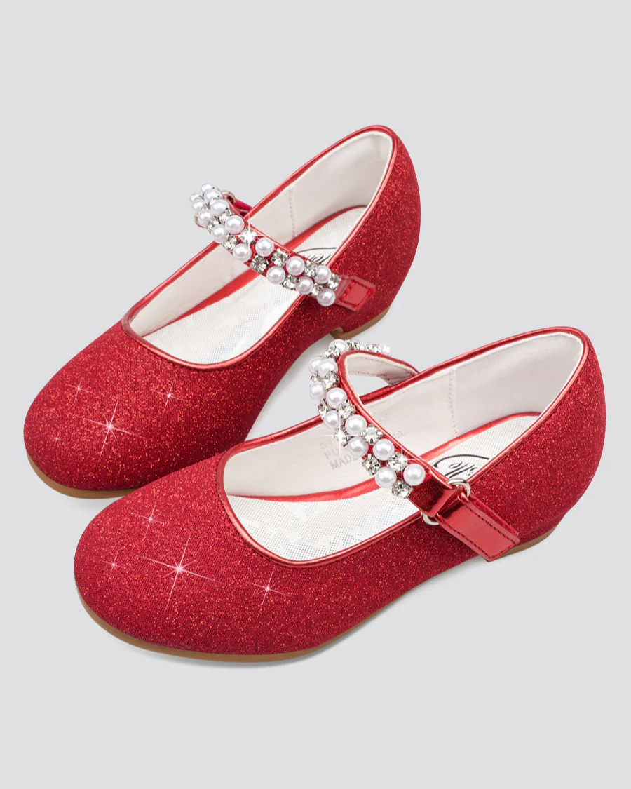 Girls Pearl and diamond strap Low Heel Mary Jane Dress Shoe - Image 3