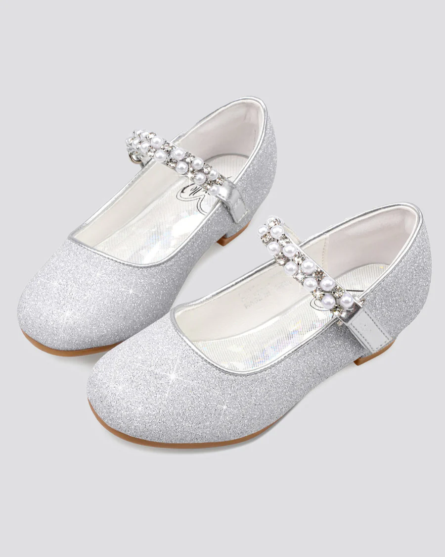 Girls Pearl and diamond strap Low Heel Mary Jane Dress Shoe - Image 2