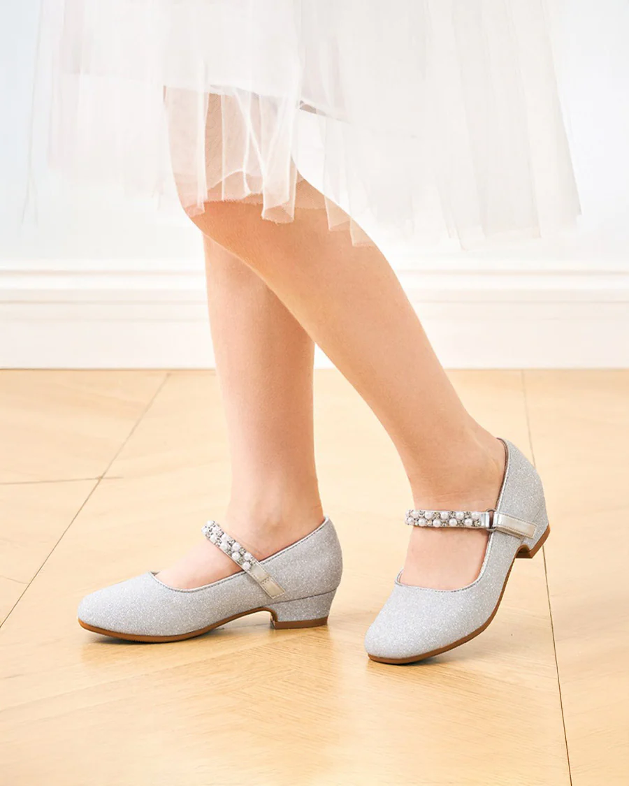 Girls Pearl and diamond strap Low Heel Mary Jane Dress Shoe - Image 3