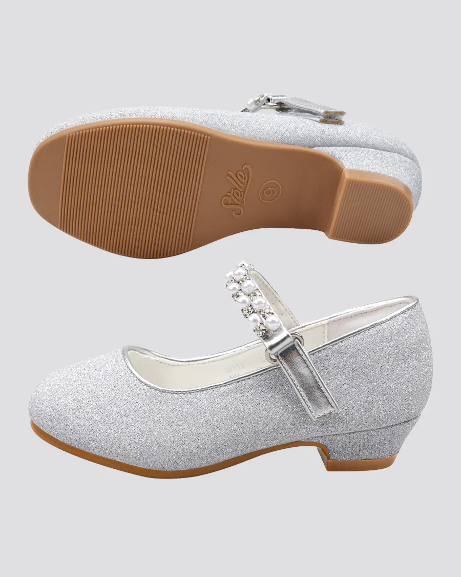 Girls Pearl and diamond strap Low Heel Mary Jane Dress Shoe - Image 5
