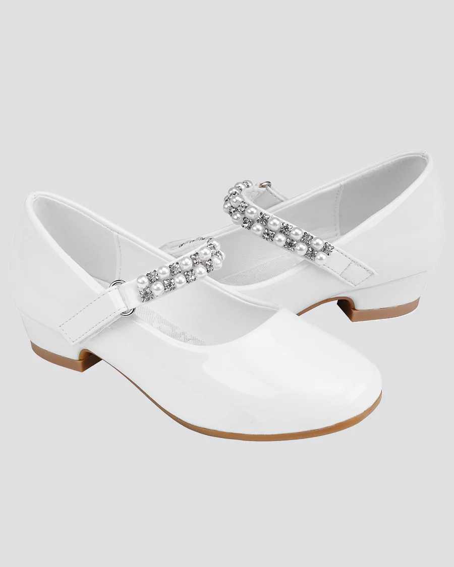 Girls Pearl and diamond strap Low Heel Mary Jane Dress Shoe - Image 3