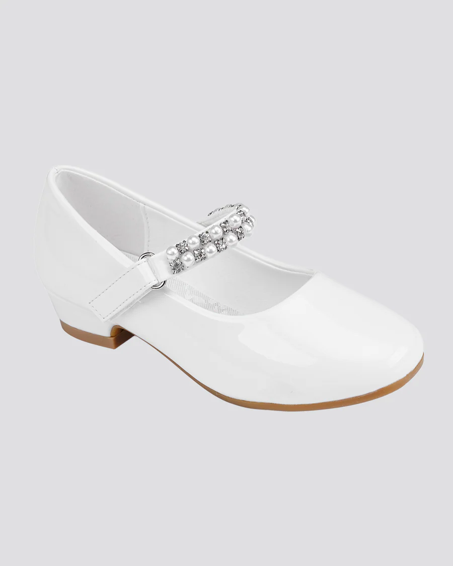 Girls Pearl and diamond strap Low Heel Mary Jane Dress Shoe - Image 4