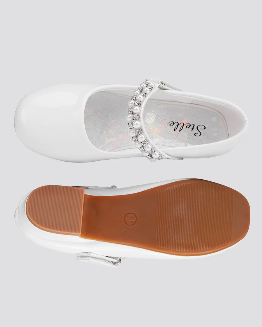 Girls Pearl and diamond strap Low Heel Mary Jane Dress Shoe - Image 5