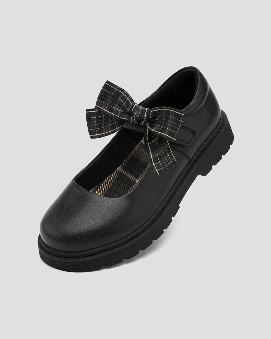 Girls Black Mary Janes with Detachable Bows - Image 3