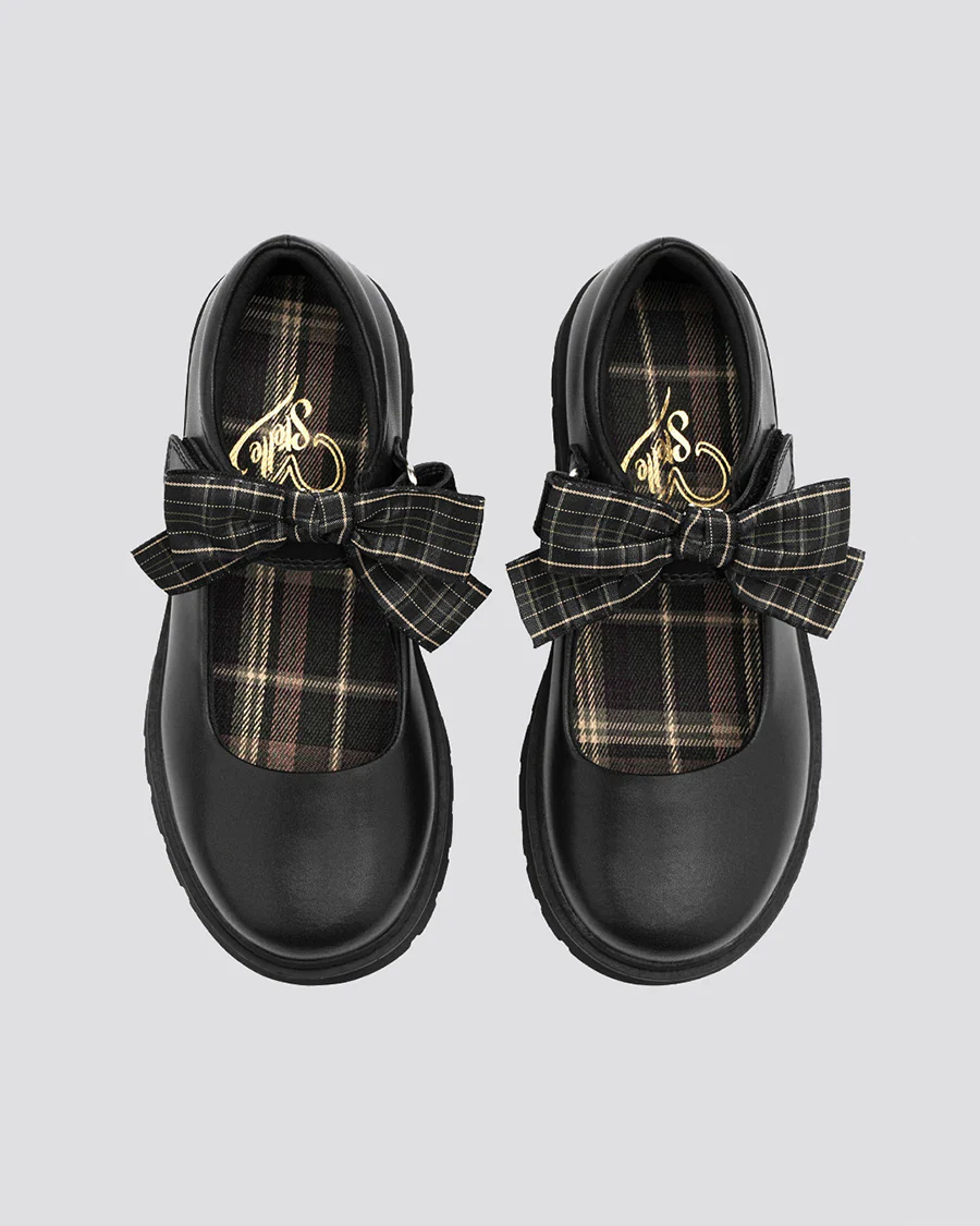 Girls Black Mary Janes with Detachable Bows - Image 4
