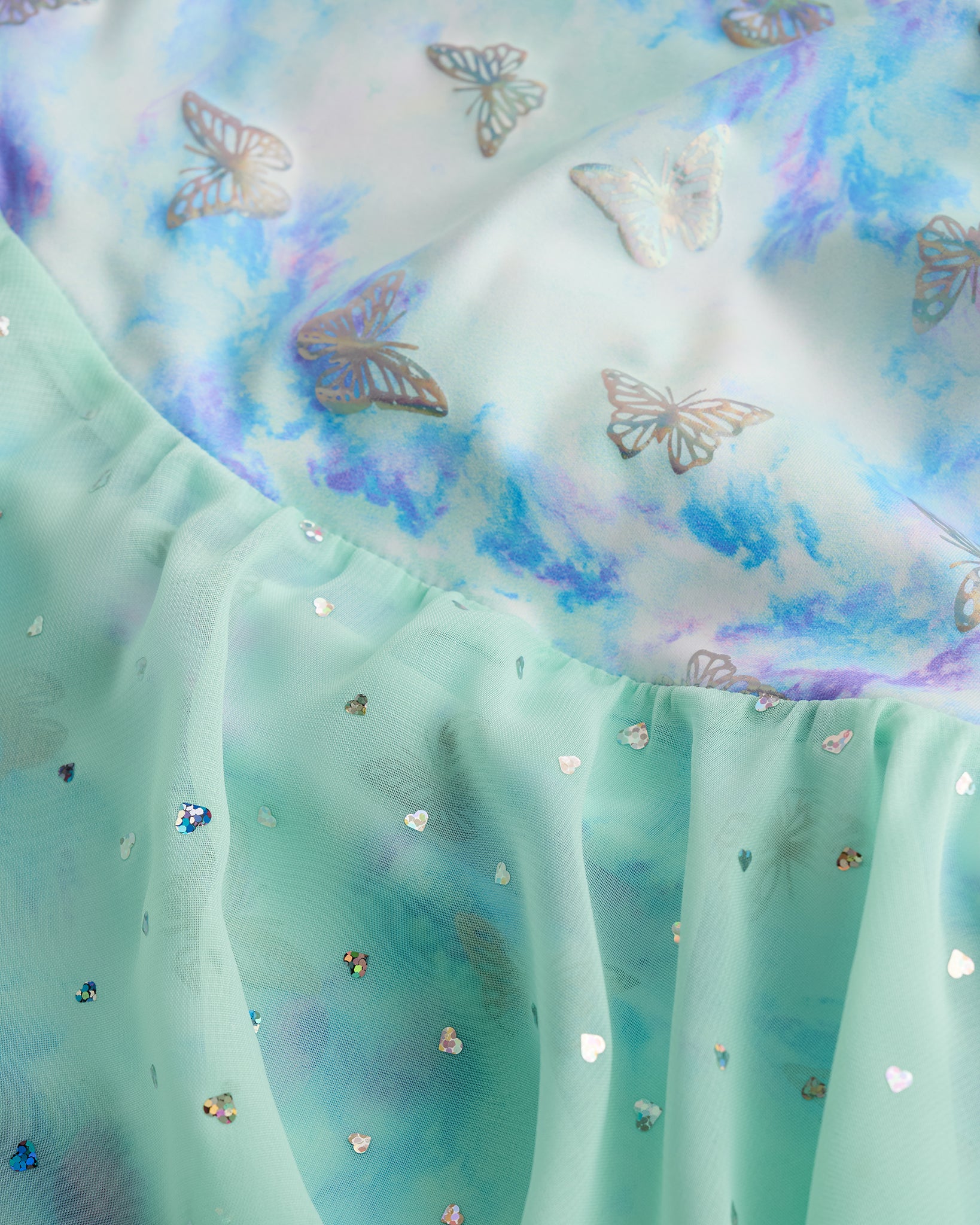 Girls Printed Sequin Ballet Dress with Flutter Sleeves - Image 2