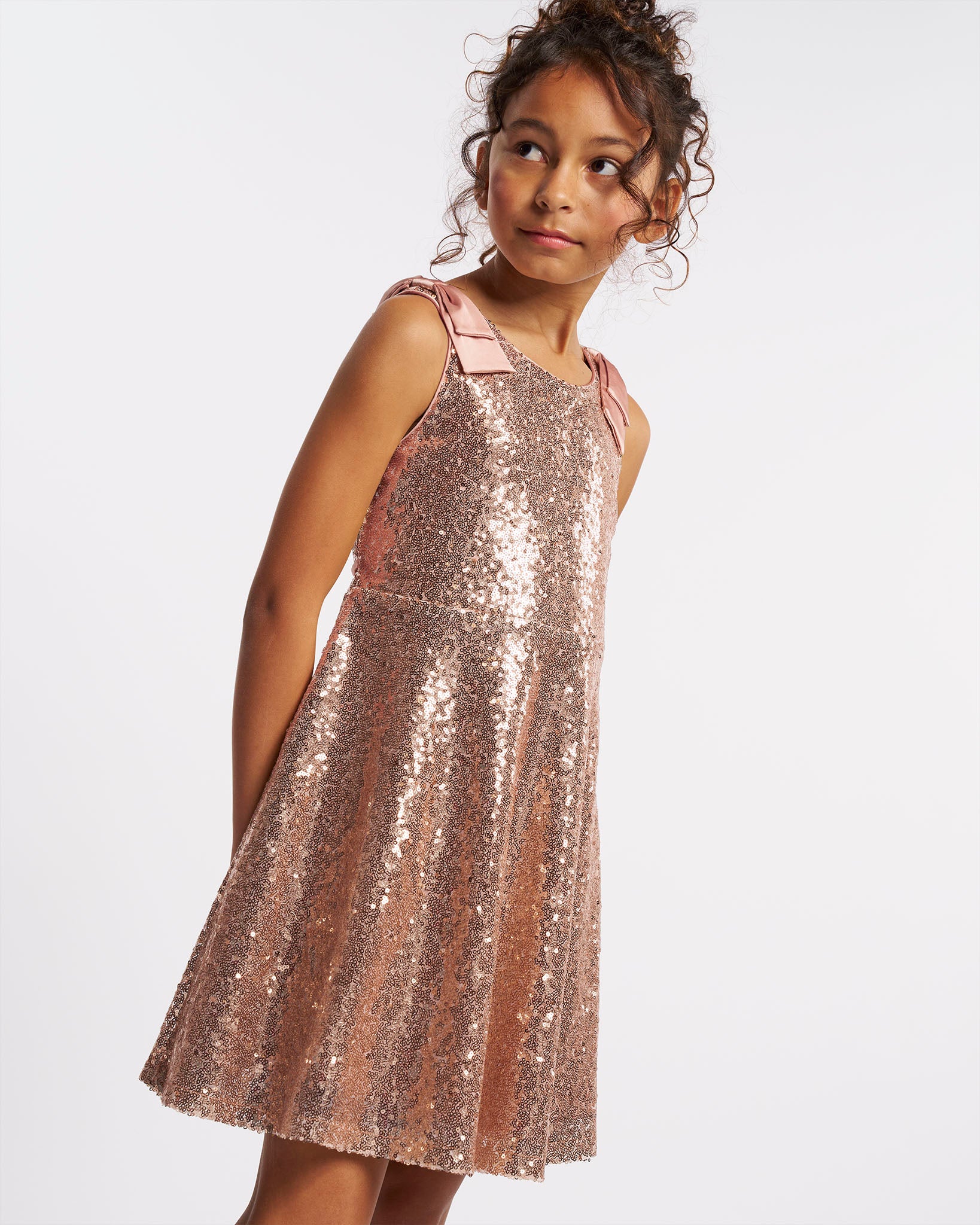 Girls Sequin Dress with bows - Image 3