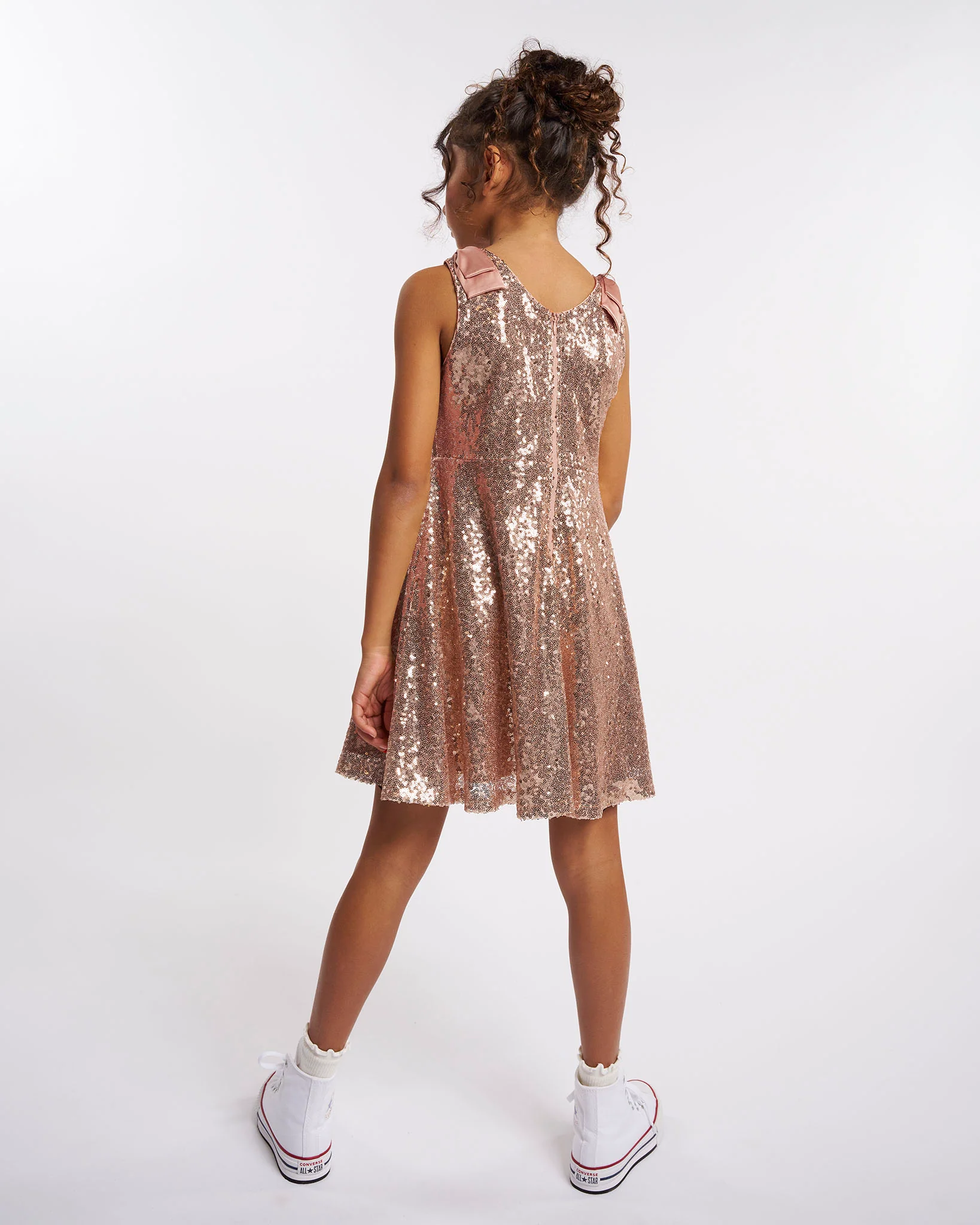 Girls Sequin Dress with bows - Image 4