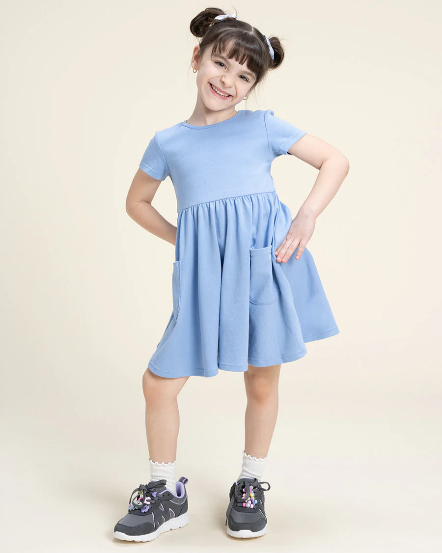Girls Short Sleeve A-Line Twirl Dress - Image 4