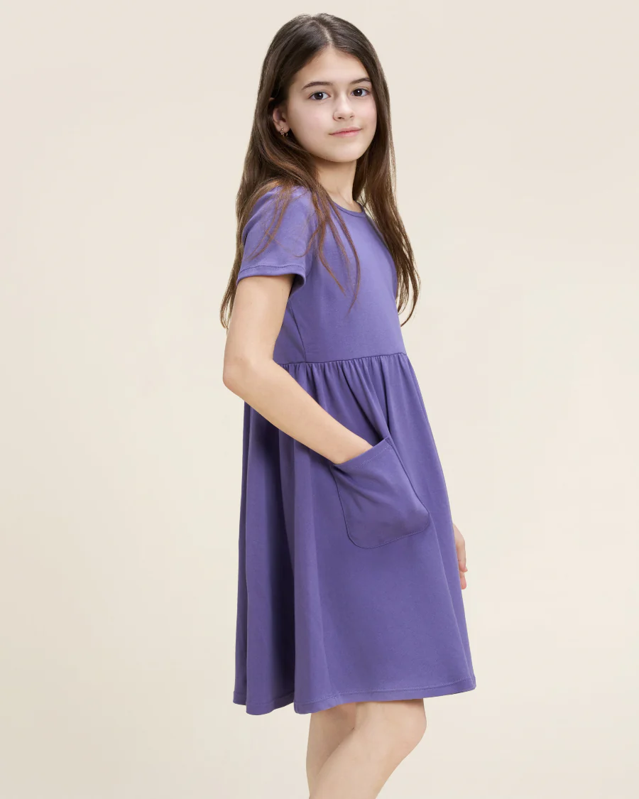 Girls Short Sleeve A-Line Twirl Dress - Image 3
