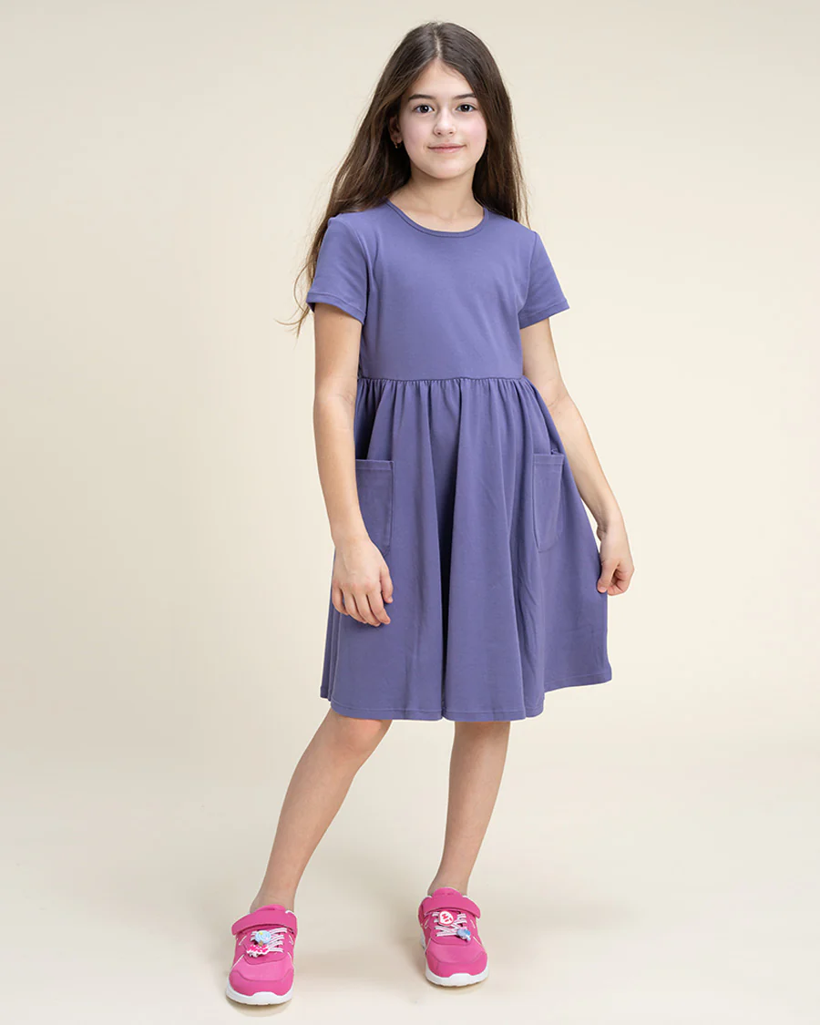 Girls Short Sleeve A-Line Twirl Dress - Image 5