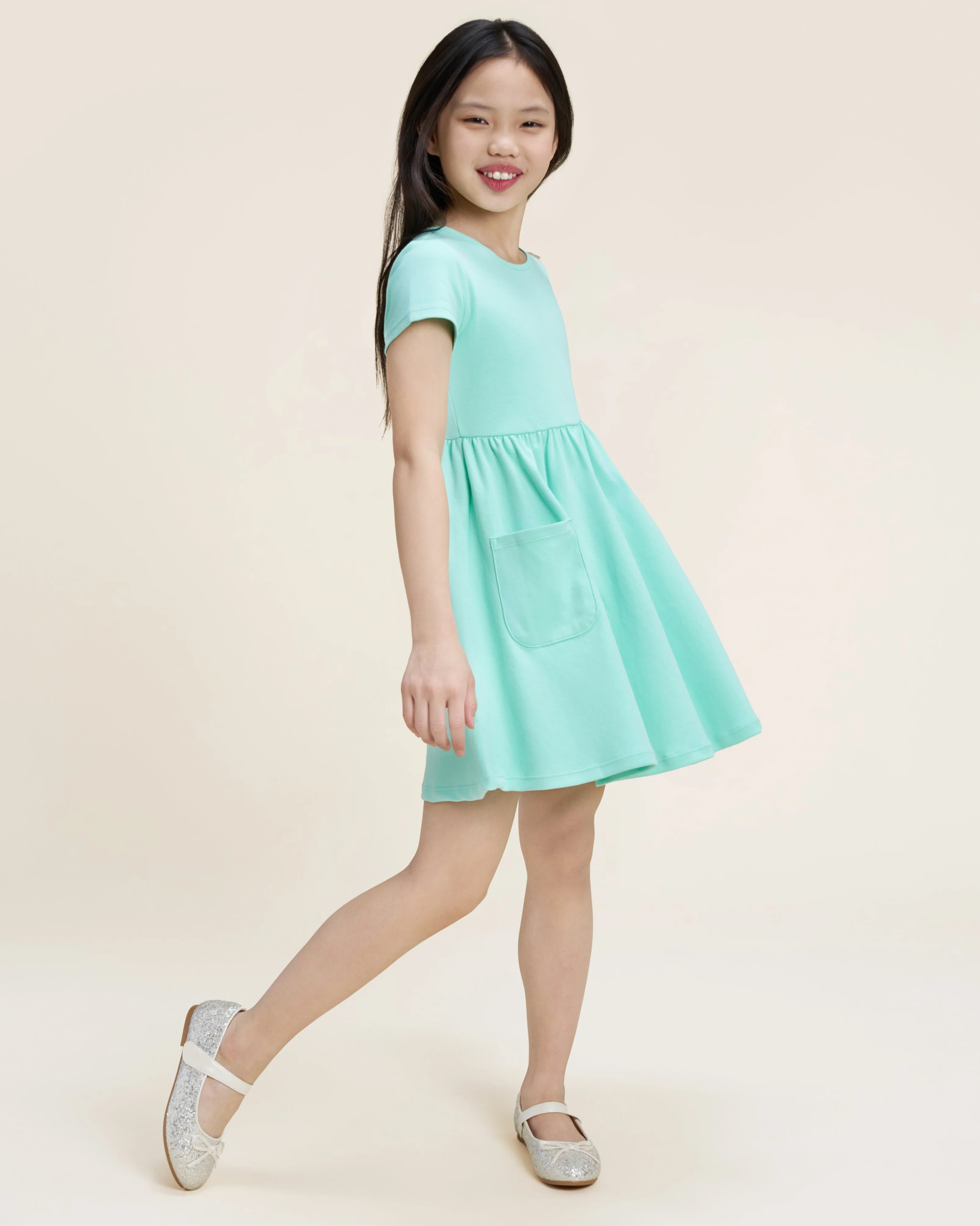 Girls Short Sleeve A-Line Twirl Dress - Image 3