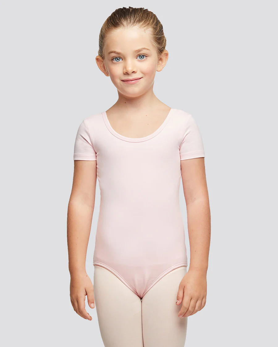 Girls Bowknot Short Sleeve Cotton Ballet Leotard - Image 4
