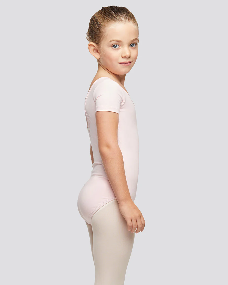 Girls Bowknot Short Sleeve Cotton Ballet Leotard - Image 5