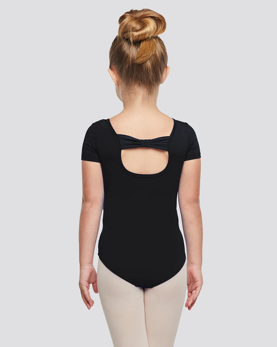 Girls Bowknot Short Sleeve Cotton Ballet Leotard - Image 4