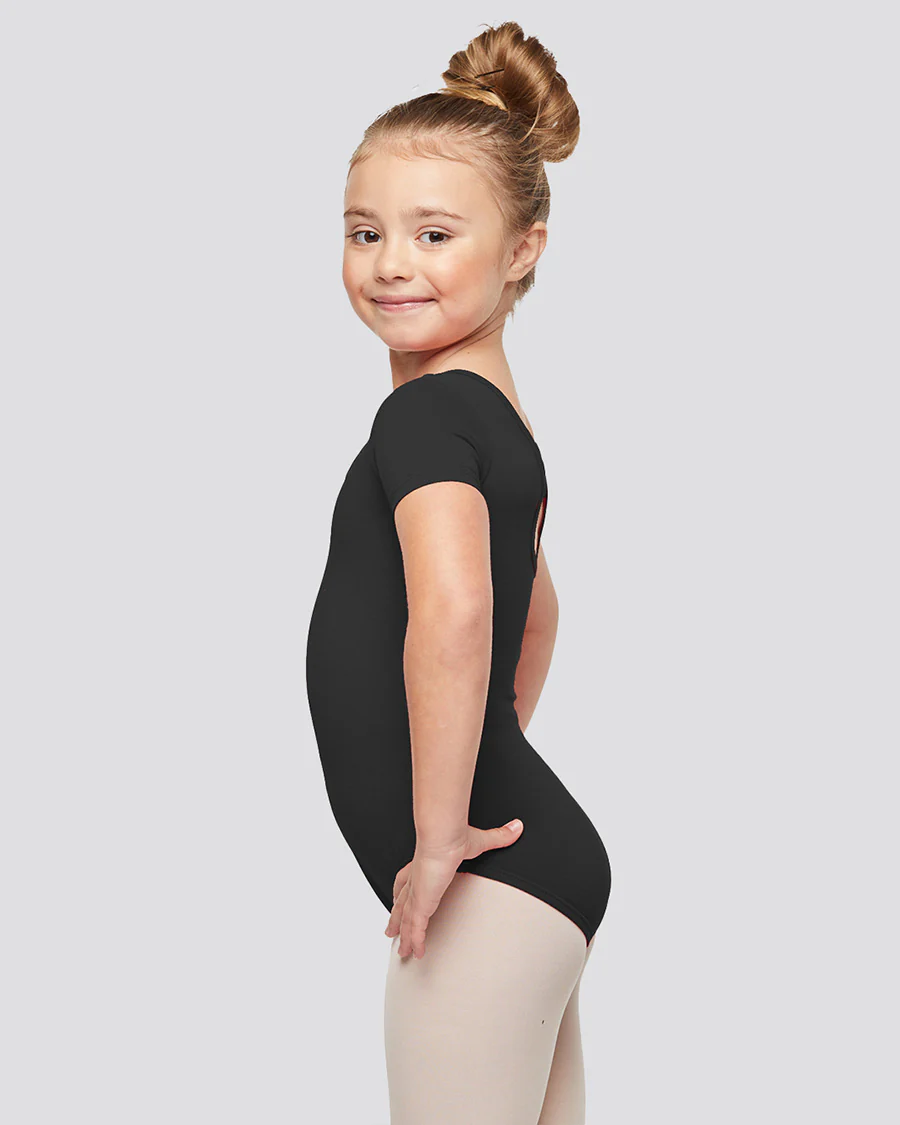 Girls Bowknot Short Sleeve Cotton Ballet Leotard - Image 5