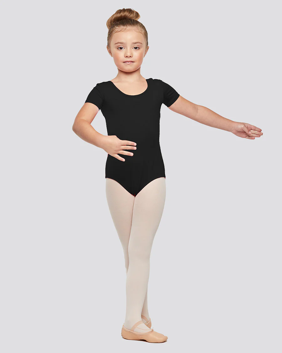 Girls Bowknot Short Sleeve Cotton Ballet Leotard - Image 6