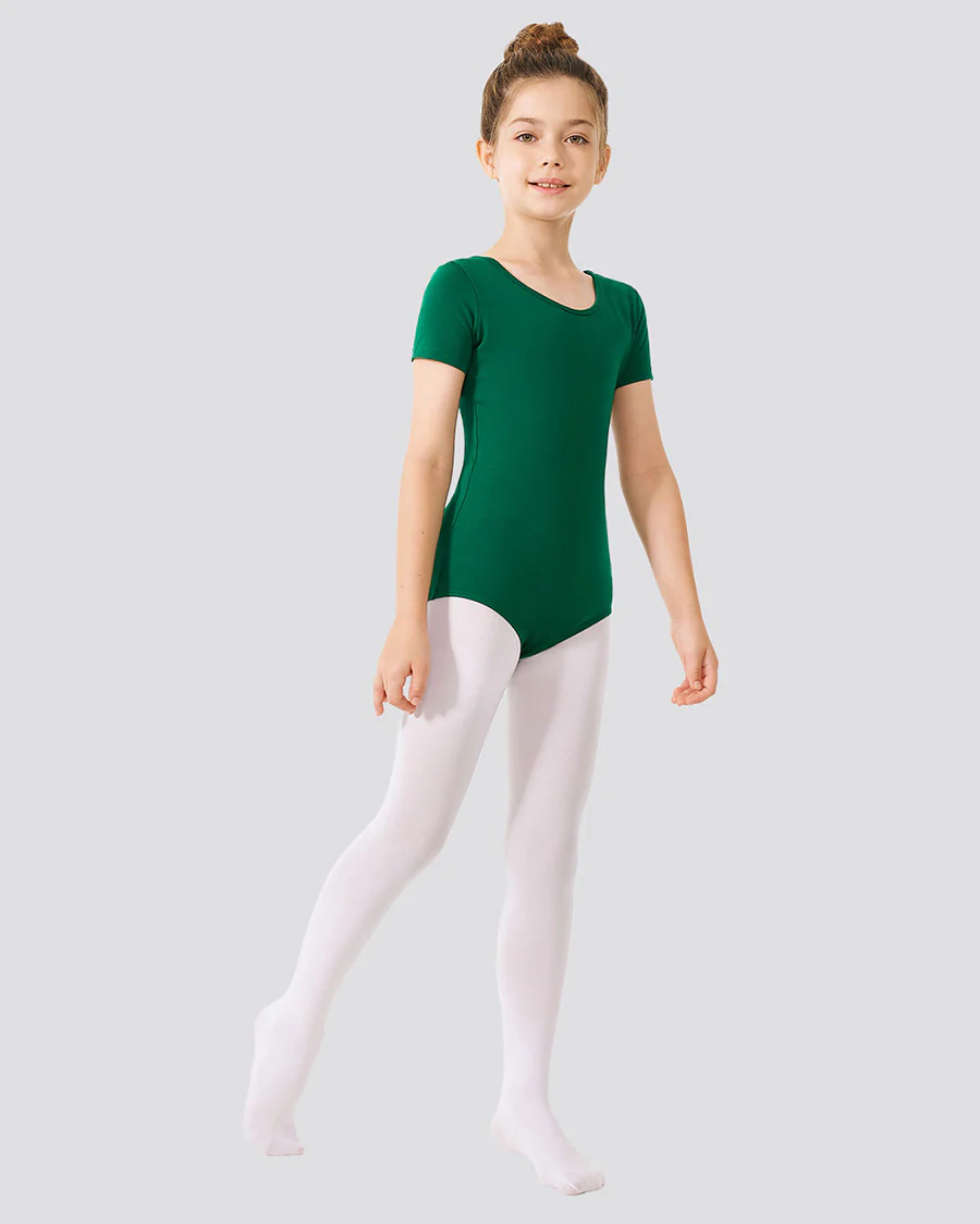 Girls Bowknot Short Sleeve Cotton Ballet Leotard - Image 7
