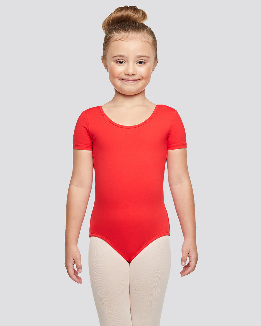 Girls Bowknot Short Sleeve Cotton Ballet Leotard - Image 3