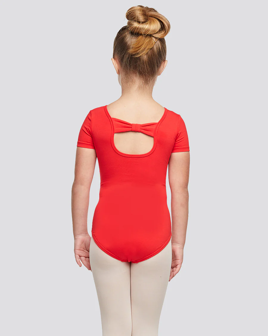 Girls Bowknot Short Sleeve Cotton Ballet Leotard - Image 4