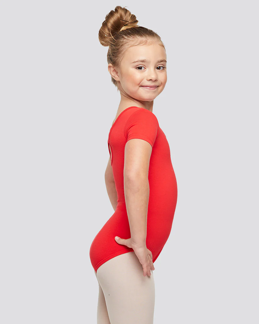 Girls Bowknot Short Sleeve Cotton Ballet Leotard - Image 5