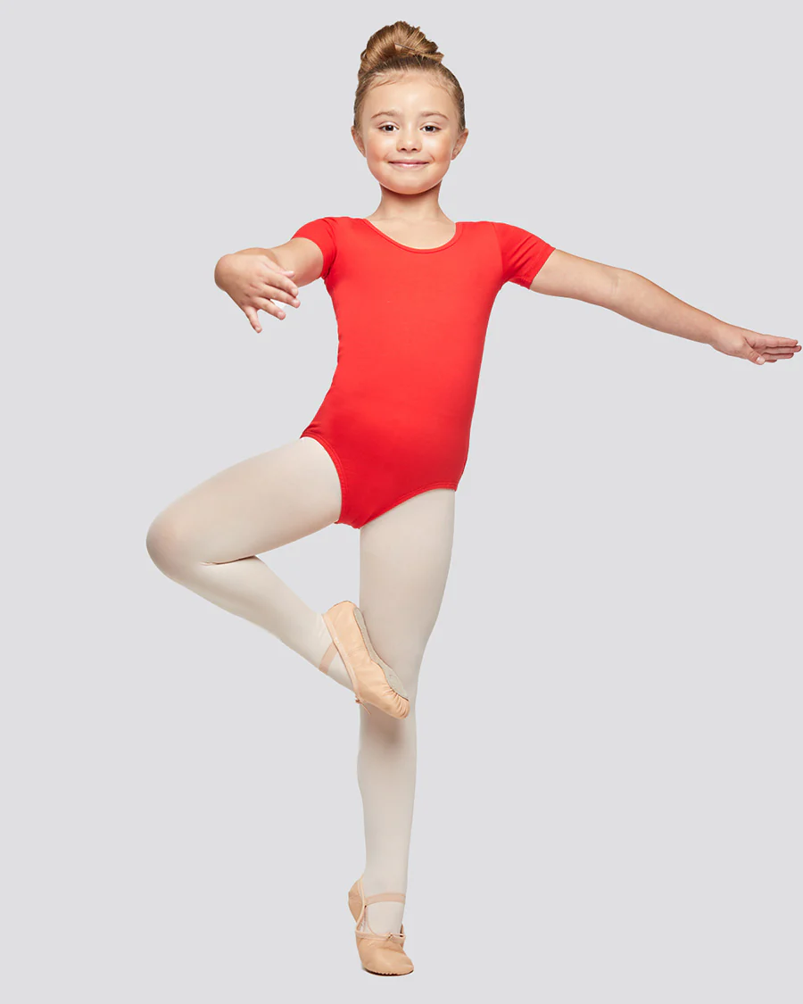 Girls Bowknot Short Sleeve Cotton Ballet Leotard - Image 6