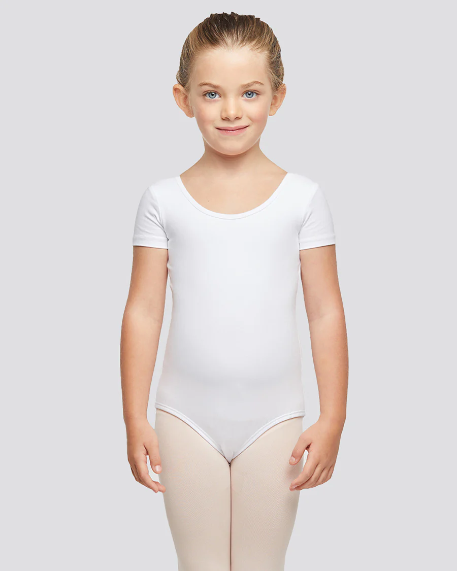 Girls Bowknot Short Sleeve Cotton Ballet Leotard - Image 3