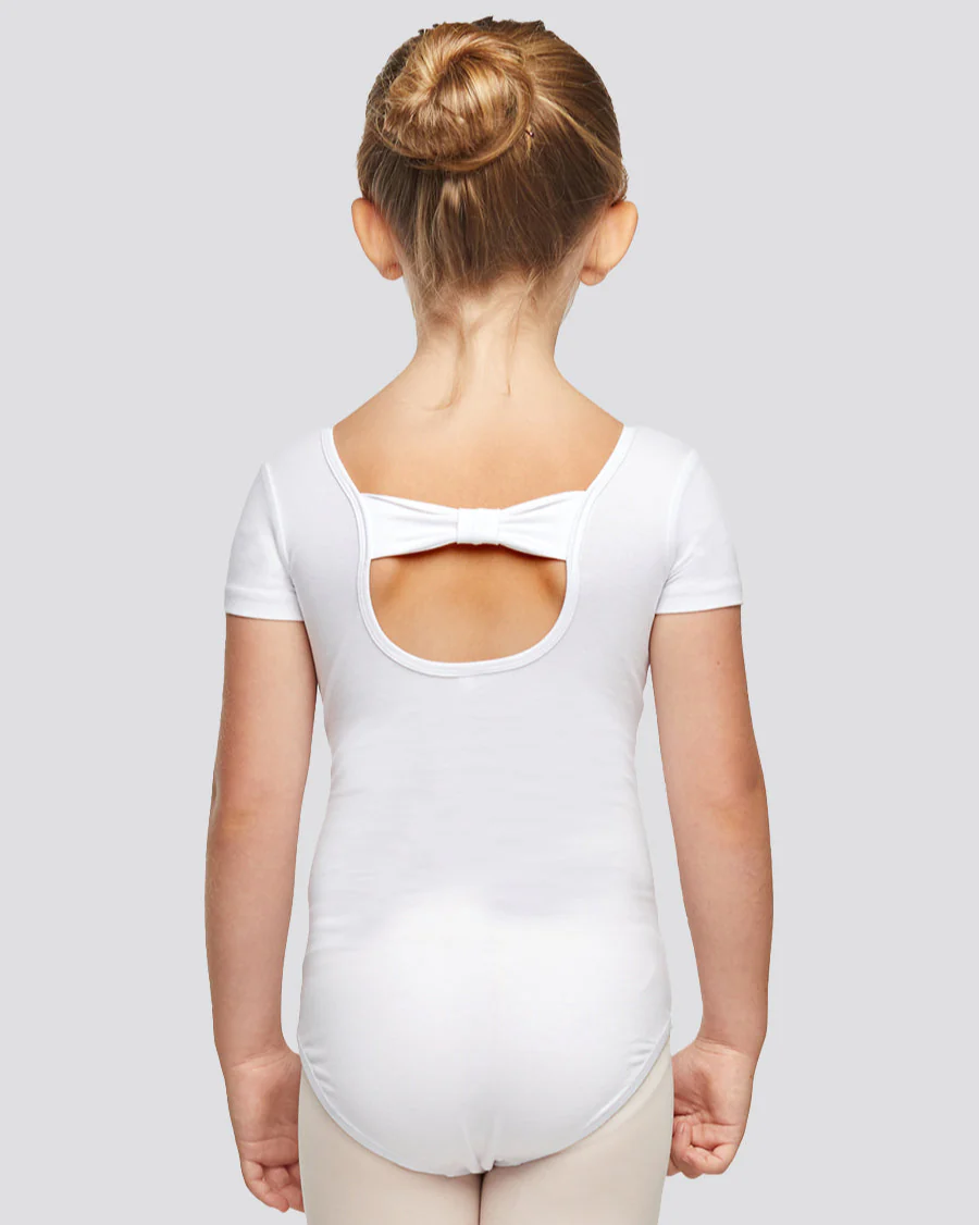 Girls Bowknot Short Sleeve Cotton Ballet Leotard - Image 4