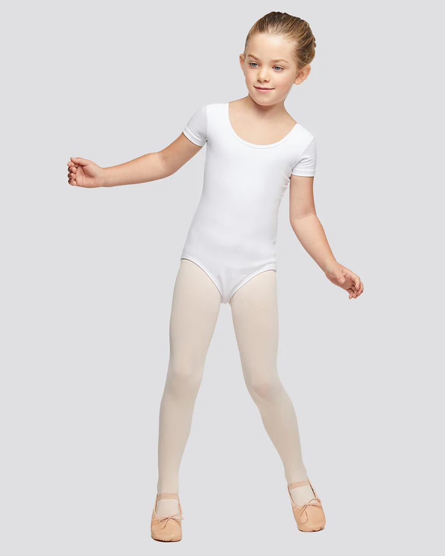 Girls Bowknot Short Sleeve Cotton Ballet Leotard - Image 6