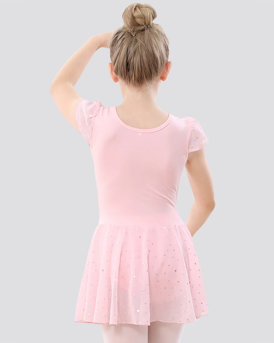 Girls Flutter Sleeve Scattered Sequin Ballet Leotard - Image 4