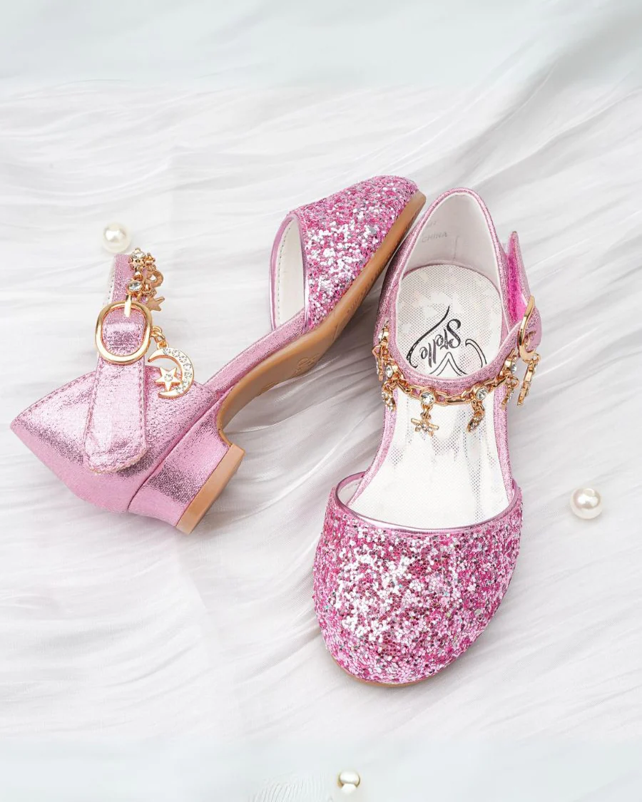 Girls Sparkly Princess Sequin Sandals - Image 2