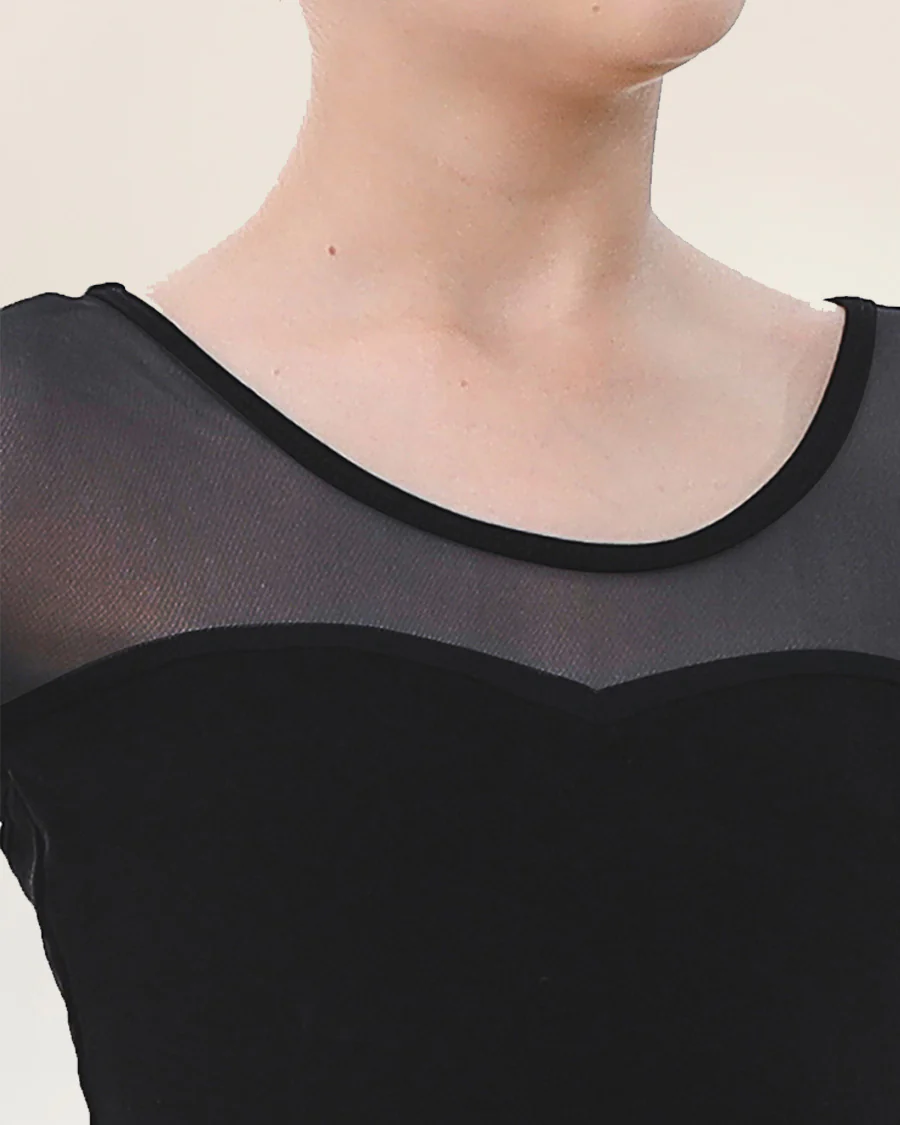 Girls Sweetheart Mesh Inserted Tank Cotton Leotard - Image 4