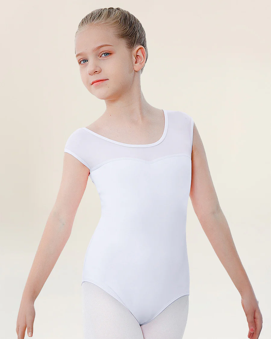 Girls Sweetheart Mesh Inserted Cotton Tank Leotard - Image 2